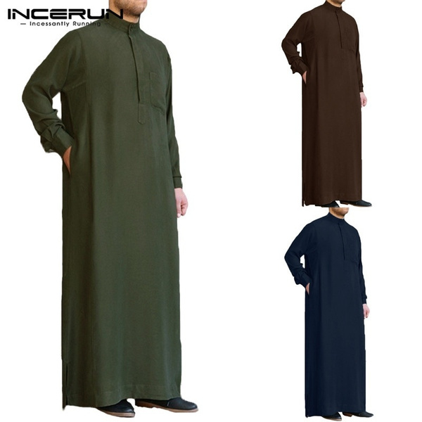 Muslim Clothing Plus Size Men Robe Kaftan Solid Muslim Robes Longue Kaftan Abaya