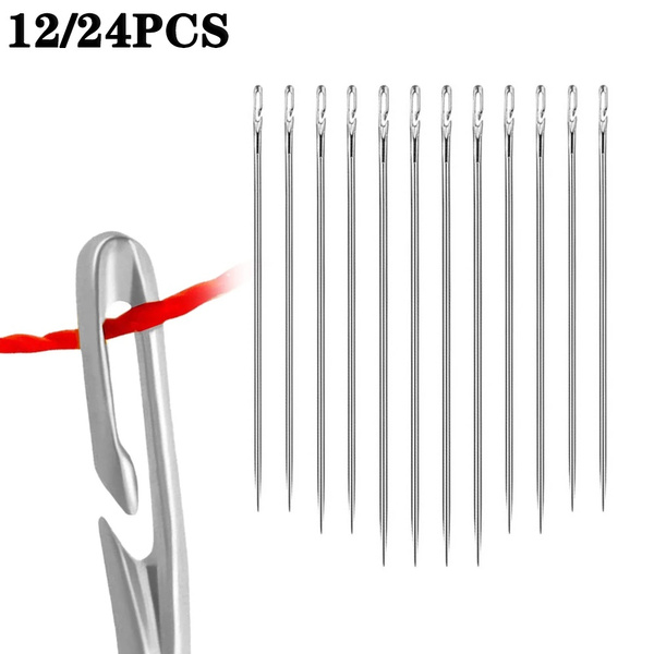12pcs Self-Threading Sewing Needles Stainless Steel Quick Automatic  Threading Blind Needle Stitching Pins DIY Punch Needle Threader – the best  products in the Joom Geek online store