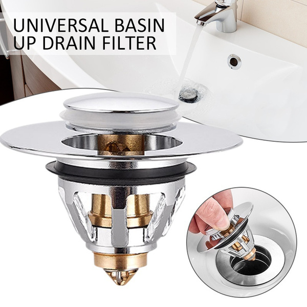 Universal Brass Bounce Core Push-Type Drain Filter Universal Wash Basin ...