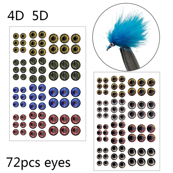 One pack=72Pcs 6mm 8mm 10mm 4D/5D Fishing Lure EyeFly Tying Material  Holographic Artificial Fish Eye Fishing Accessories Sticker