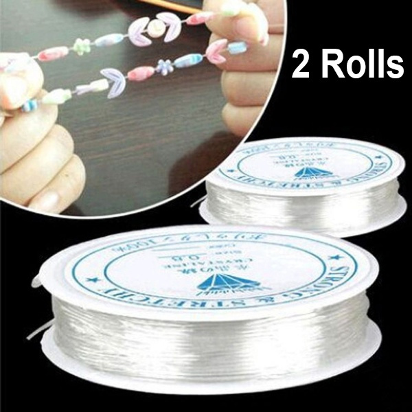 2 Rolls 1 mm Elastic Beading Cord for Bracelet Stretchy Elastic