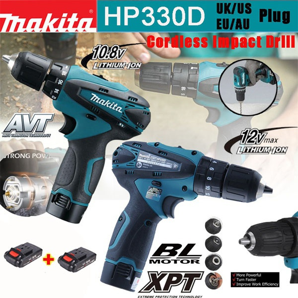afhængige Udholdenhed at tilføje 2021 New Makita's Latest Research and Development Impact Drill for Men Top  Quality HP330D 10mm 3/8 ) and 21mm 13/16\\) with Side Handle 10.8V/12V  Brushless Rechargeable Impact Driver Electric Drill Power Tool
