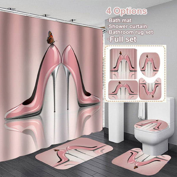 3d Pink High Heels Bathroom Decor Shower Curtain Set Toilet Cover Non Slip Bath Mat Rug Sets Waterproof Seat Accessories Home Wish - Pink Toilet Seat Cover And Rug Set 3d Pink High Heels Bathroom Decor Shower Curtain Set Toilet Cover Non Slip Bath Mat Rug Sets Waterproof Seat Accessories Home Wish - Pink Toilet Seat Cover And Rug Set