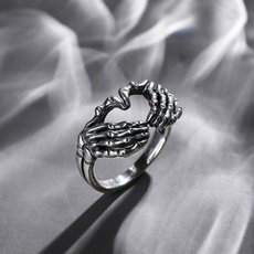 Couple Rings, Heart, Goth, Skeleton