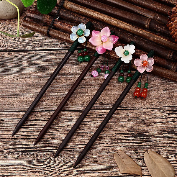 Wood Hair Sticks Chinese Hair Chopsticks for Buns Hair Pins for Women Long  Tassels Chinese Style Flower Hairpin Jewelry | Wish
