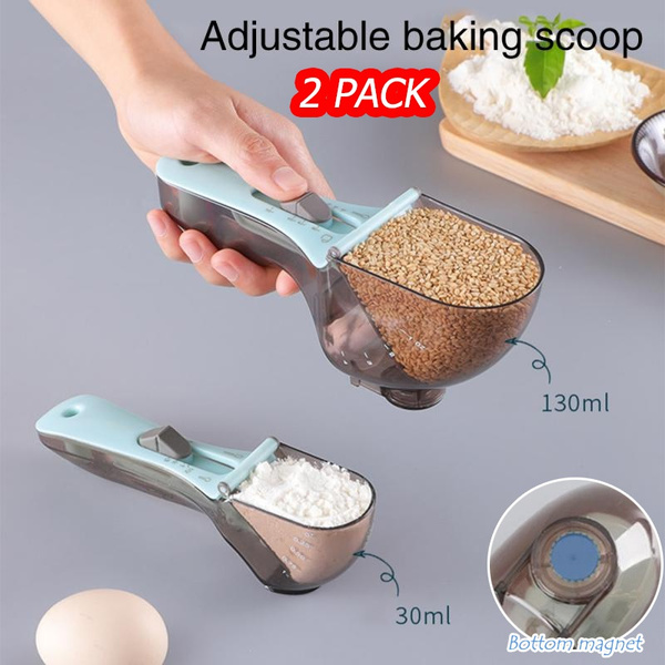 2PCS/SET Adjustable Measuring Spoons with Multifunctional Magnetic Snaps  Marks Magnetic Measuring Cups Scoop Teaspoon for Kitchen