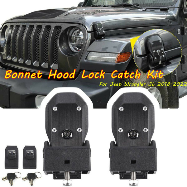 Aluminum Hood Locking Latches For Jeep Wrangler JL & Gladiator JT (2018-2024) – Black