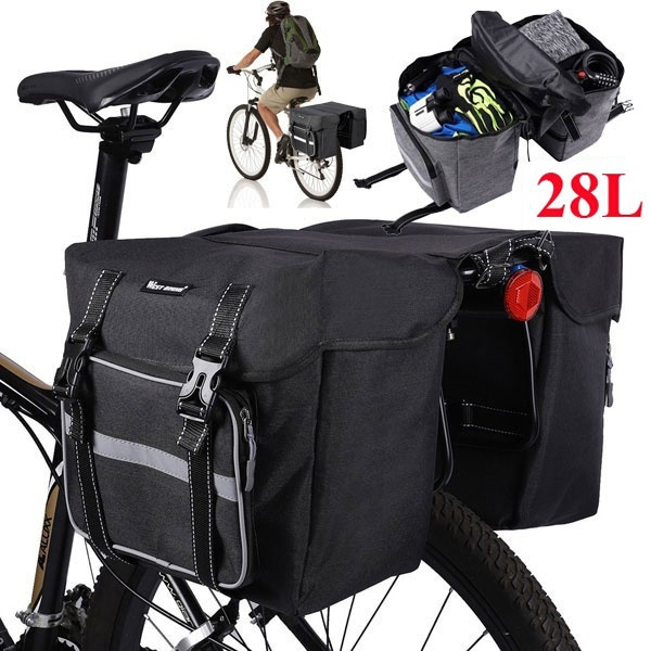 Bicycle Bike Rear Seat Carrier Bag  Rack Cycling Trunk Double Pannier Bag Pack