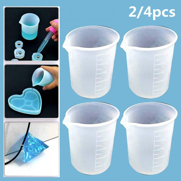 4Pcs Silicone Measuring Cups 100ml Epoxy Resin Glue Mixing Cups DIY Jewelry