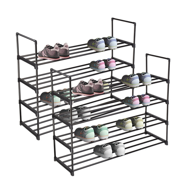 2 Packs 4 Tier Metal Shoe Rack Shelf 32 Pairs Storage Organizer Holder