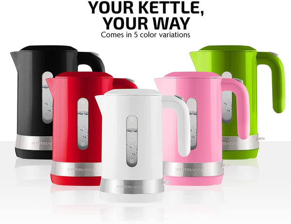 Ovente Electric Hot Water Kettle 1.8 Liter Prontofill Lid 1500W BPA-Free  Portable Countertop Tea Coffee