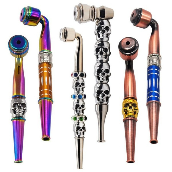 Creative Portable Skull Shape Metal Pipe Smoking Slicone Pipes Herbal