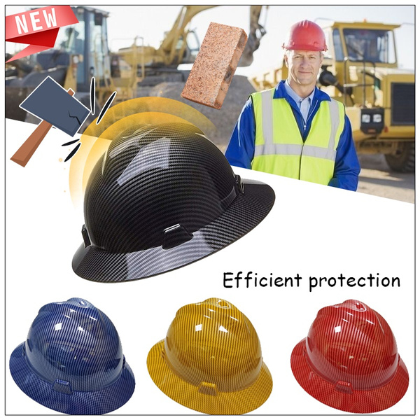 2021 New Carbon Fiber Safety Helmet Men Wide Brim Protection Hat  Anti-Smashing Anti-Impact Construction Black/blue Safety Hat