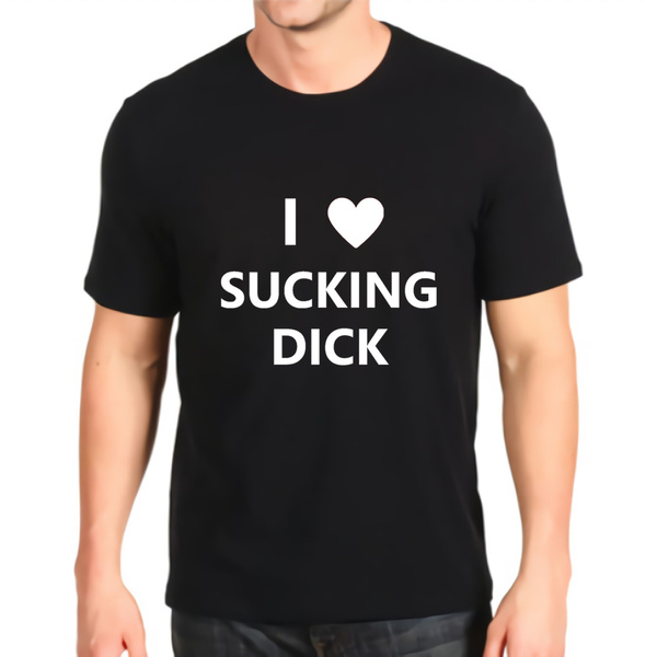print new t-shirt o-neck sucking dick cock penis oral sex bbc big black custom made short-sleeved Cotton Top Wish image