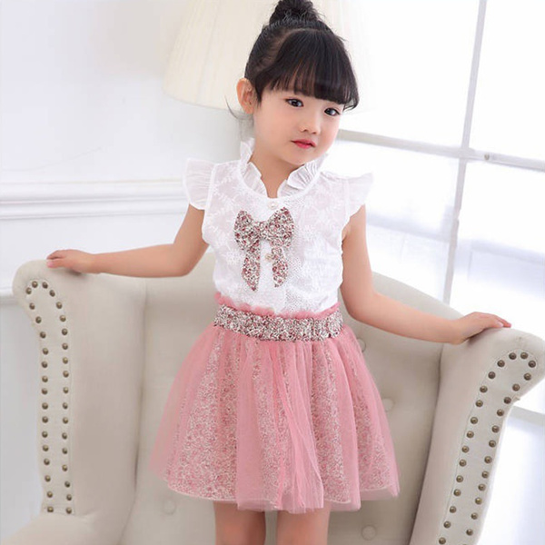 Summer 2020 Toddler Girl Clothes Set Short Sleeve T Shirt And