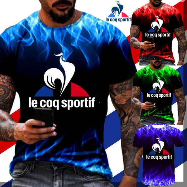 2022 Le Coq Sportif Sportif Fashion 3D Printing T-shirt Men Personality  Round Neck Shirt Summer Casual Men Short Sleeve Cool T-Shirts 3D Flame Print  Colorful Male Tee XS-3XL