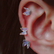 butterfly, rainbow, titanium steel, butterfly earrings