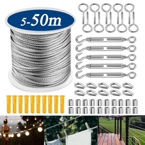 550m/16160ft String Light Hanging Kit Stainless Steel Steel Wire Rope