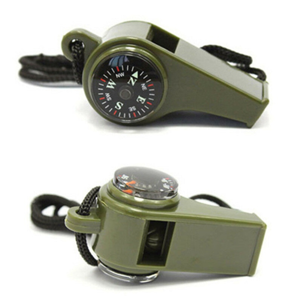 7 in1 Whistle Compass Thermometer Outdoor Hiking Camping Emergency Survival Gear 