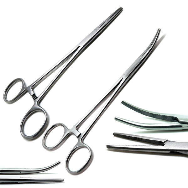 Stainless Steel Curved Tip and Straight Tip Forceps Locking Clamps