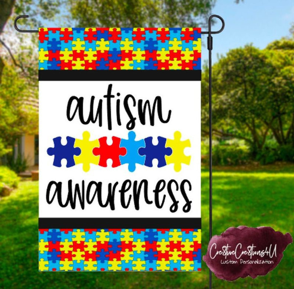 Autism Awareness Flag Think Outside The Box Garden Puzzle House Decor Huna U Wish - Autism Awareness Home Decor
