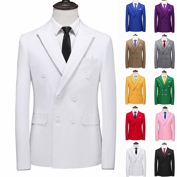New Men's Suit Jacket Business Casual Double-breasted Suit Men's Formal ...