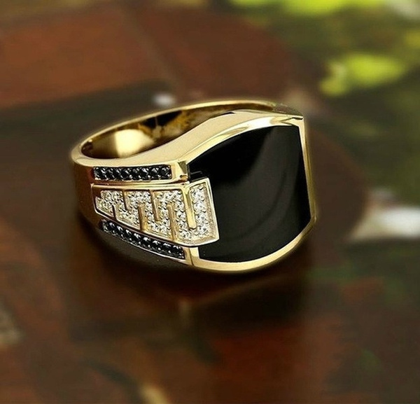 Cheap European and American Men's Engagement Ring, Luxury Jewelry, Square  Yellowstone, Birthday Gift | Joom