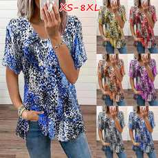 blouse, Plus size top, Summer, leopard print