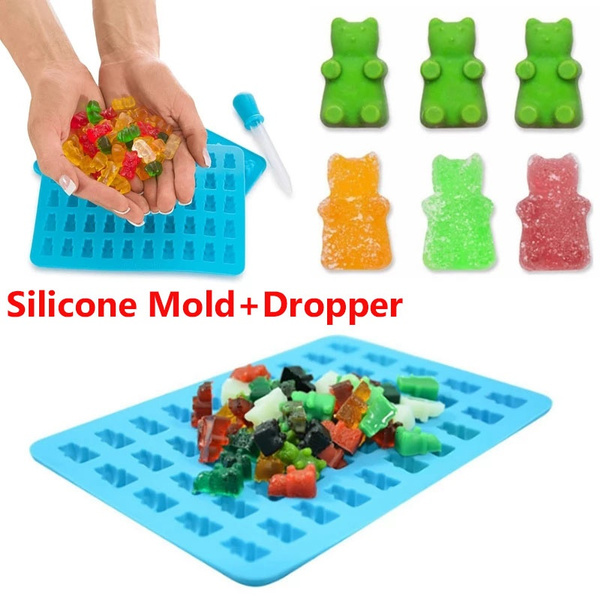 Silicone Gummy Bear Mold Chocolate Dessert Mould with Dropper DIY