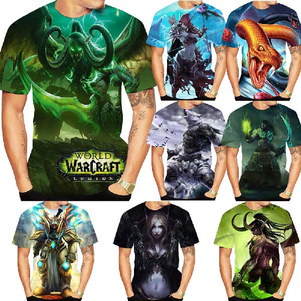 Hot Sale Fashion Men s Round Neck Top Game World of Warcraft WOW