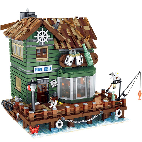 2021 New 3103PCS Product MOC Fisherman's Hut Sea Dessert House Assembling  Toy Building Blocks Bricks Christmas Present