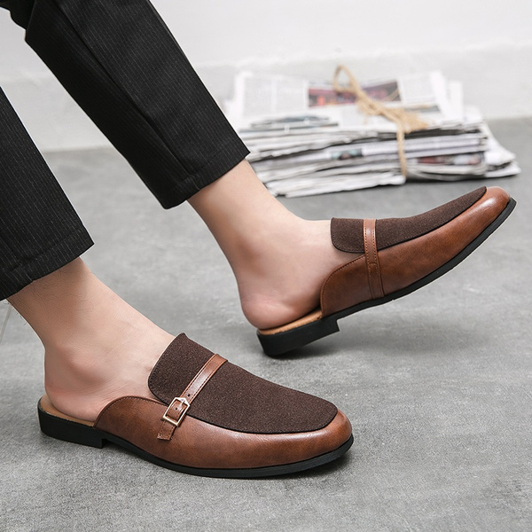 38-48 Summer Shoes for Men Black Brown Slippers Man New Designer Flats Men Shoes Fashion Half Drag Loafers | Wish