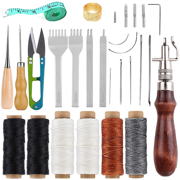 1Set Leather Craft Tool Repair Kit Leather Hand Sewing Needles Thread  Stitching Leather Craft Sewing Supplies 