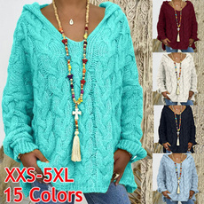Plus Size, hooded, sweaters for women, Long sleeved