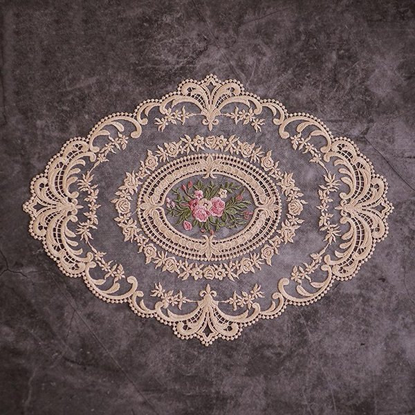 Vintage French Table Cover Oval Round, Round Lace Table Mats