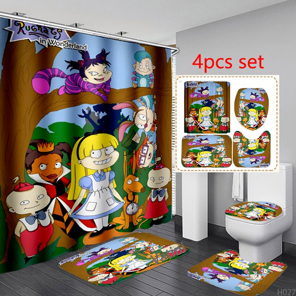 1/3/4 Pieces Cartoon Shower Curtains Sets Shower Curtain Kits Bathroom