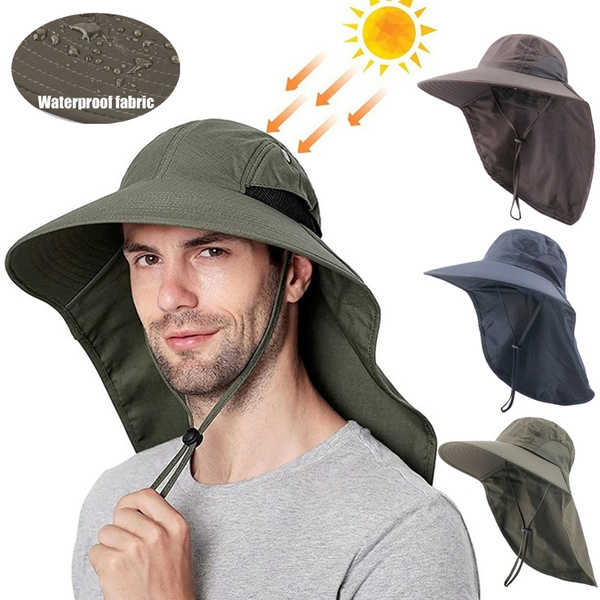 Unisex Outdoor UV Protection Sun Hat Large Wide Brim Fishing Bucket Hiking  Hat 