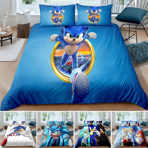 SOEWBBER Jogo de cama Sonic The Hedgehog impresso em 3D conjunto