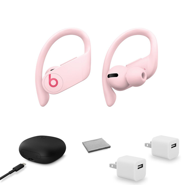 Beats by Dr. Dre Powerbeats Pro In-Ear Wireless Headphones (Cloud Pink)  MXY72LL/A with 2x USB Wall Adapter Cubes + More