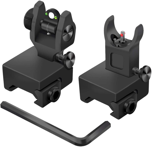 thumbnail image 2 of HWZ 45 Degree Flip Up Offset Iron Sights - Red/Green Fiber Optics, Picatinny Rail Compatible 2 of 13