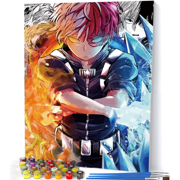 Anime My Hero Academia FIYO Diy Paint by Numbers Kits for Adults and Kids  Beginner on Canvas Fashion Oil Painting Wall Art for Gift( No Frame )