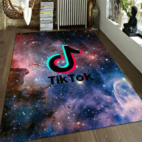 HUISHEDEA 3D HD Tik Tok Mats Logo Printed Carpet Bedroom Tik Tok Stuff
