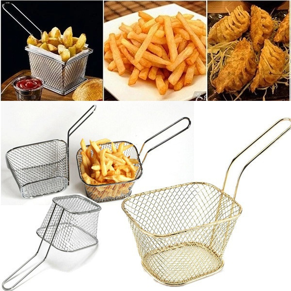 Mini Stainless Steel Kitchen Fried Baskets Chips Presentation Basket