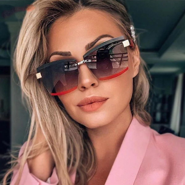 Dropship Luxury Rimless Square Sunglasses Man Brand Designer Frameless  Gradient Sun Glasses Woman Fashion Vintage Wooden Oculos De Sol to Sell  Online at a Lower Price