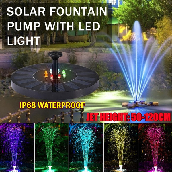 Solar Decor Floating Fountain Colorful LED Lights Swimming Pool Pond Fish Tank 