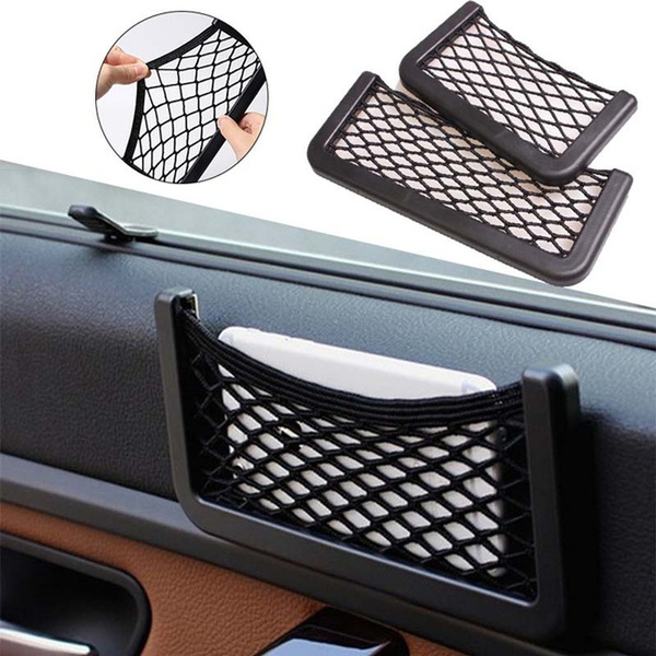 Car Net Bag Car Storage Bag Automotive Pockets Self-adhesive Mesh