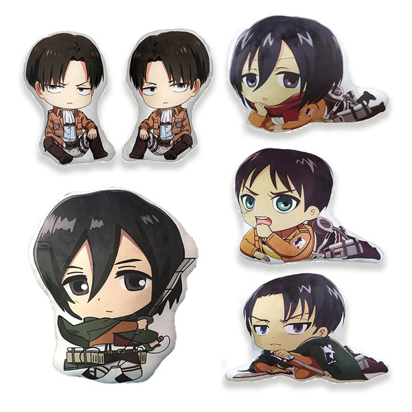 Attack On Titan Pillow Toy Anime Eren Mikasa Levi Ackerman Colossal Titan Plush Stuffed Doll Cushion For Gift Wish