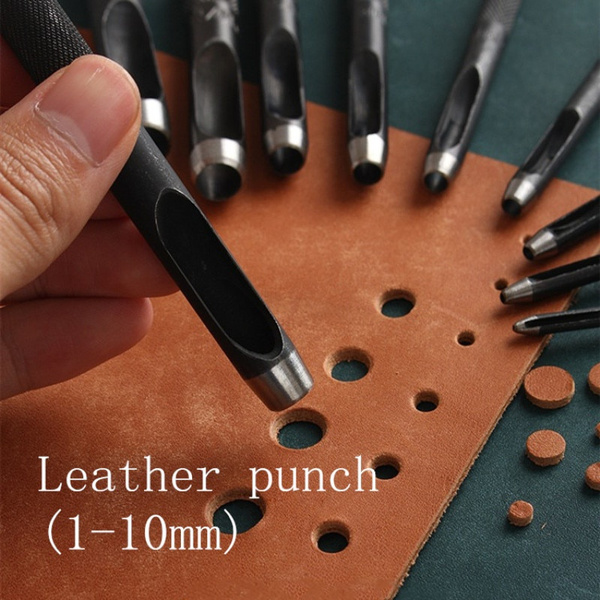 Round Hollow Punch Set 12Pcs/14pcs Leather Craft Punch Tool Hollow Hole  Punch Cutter Tool for Watch Bands Belts Canvas Paper (1-10MM)