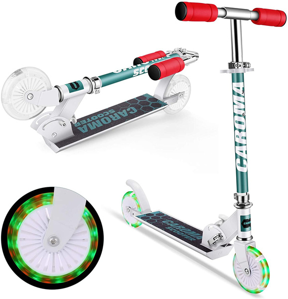Kick Scooters for Girls Boys Toddler Ages 3-12 Years Scooter for Kids Rear Fender Adjustable Height Bearing Capacity 110lb Folding Scooters with LED Light Up 2 Wheels 