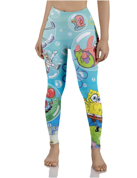 Funny Cartoon spongebob squarepants Print Women & Men Fashion Printing Long  Skinny Pants Sexy Casual Yoga Pants Leggings